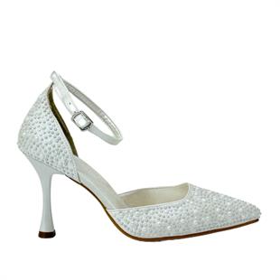 İnci Tasarımlı 9 Cm Topuklu Rahat Stiletto
