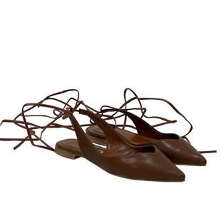 Kahverengi Arkası Açık Bilekten Bağlamalı Tasarım Babet