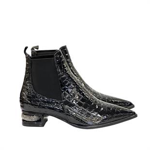 Krokodil Baskı Bilek Boy Tasarım Topuklu Bot