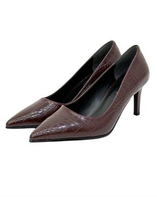 Krokodil Baskılı 7 Cm Rahat Topuklu Stiletto