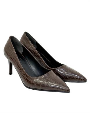 Krokodil Baskılı 7 Cm Rahat Topuklu Stiletto