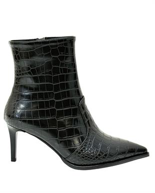 Krokodil Baskılı 7 Cm Rahat Topuklu Stiletto Bot