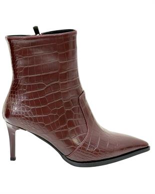 Krokodil Baskılı 7 Cm Rahat Topuklu Stiletto Bot