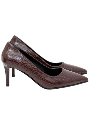 Krokodil Baskılı 7 Cm Rahat Topuklu Stiletto