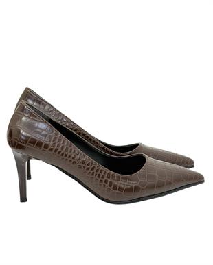 Krokodil Baskılı 7 Cm Rahat Topuklu Stiletto