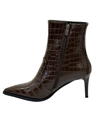 Krokodil Baskılı 7 Cm Rahat Topuklu Stiletto Bot