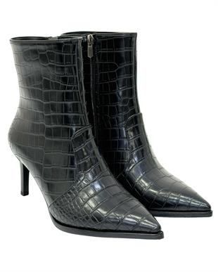 Krokodil Baskılı 7 Cm Rahat Topuklu Stiletto Bot