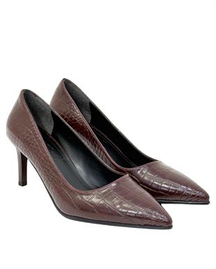 Krokodil Baskılı 7 Cm Rahat Topuklu Stiletto