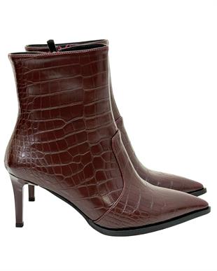 Krokodil Baskılı 7 Cm Rahat Topuklu Stiletto Bot