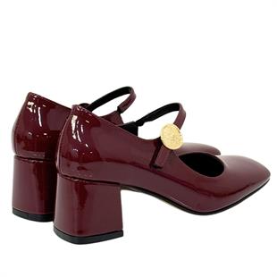 Küt Burunlu Bant Tasarımlı 6 Cm Kalın TopukluAyakkabı