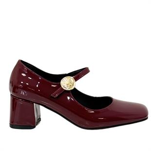 Küt Burunlu Bant Tasarımlı 6 Cm Kalın TopukluAyakkabı