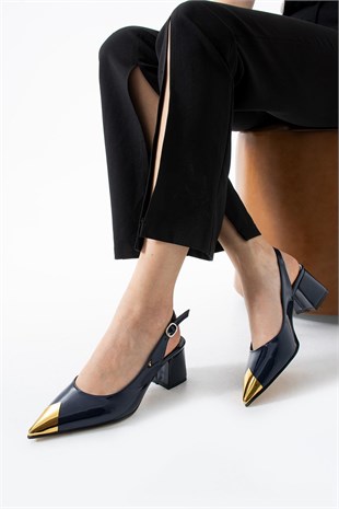 Metal Burun Detaylı 6 Cm Rahat Topuklu Stiletto