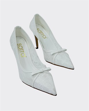 Özel Gübür Tasarımlı 9 Cm Rahat Topukluı Stiletto