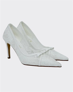 Özel Gübür Tasarımlı 9 Cm Rahat Topukluı Stiletto