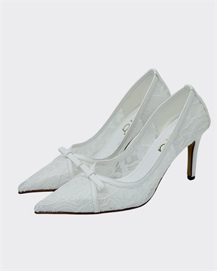 Özel Gübür Tasarımlı 9 Cm Rahat Topukluı Stiletto