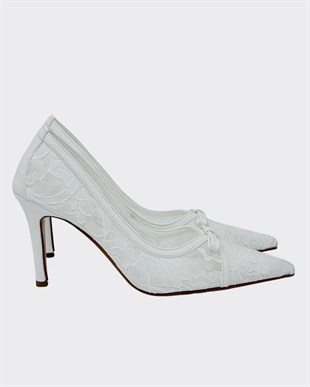 Özel Gübür Tasarımlı 9 Cm Rahat Topukluı Stiletto