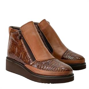 Petek Baskılı Hakiki Deri Çift Farmuarlı Ortopedik Bot