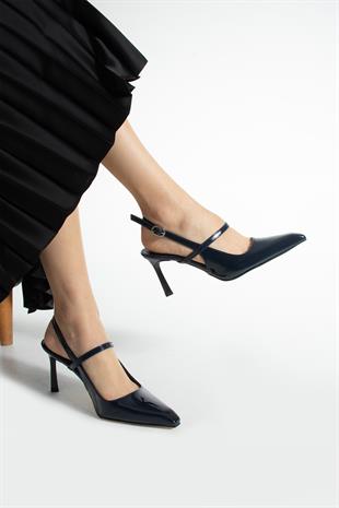 Rugan Tek Bantlı Rahat Topuklu Stiletto