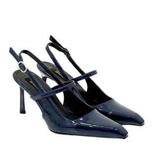 Rugan Tek Bantlı Rahat Topuklu Stiletto