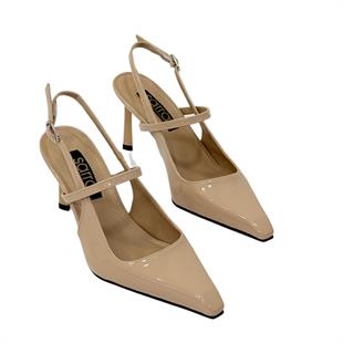 Rugan Tek Bantlı Rahat Topuklu Stiletto