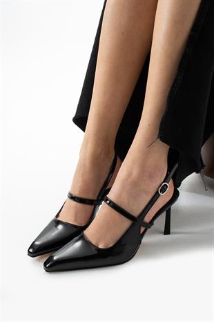 Rugan Tek Bantlı Rahat Topuklu Stiletto