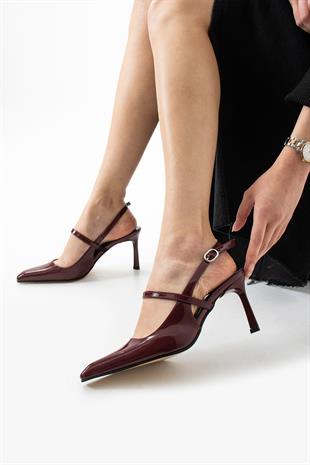 Rugan Tek Bantlı Rahat Topuklu Stiletto