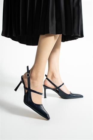 Rugan Tek Bantlı Rahat Topuklu Stiletto