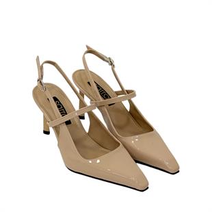 Rugan Tek Bantlı Rahat Topuklu Stiletto