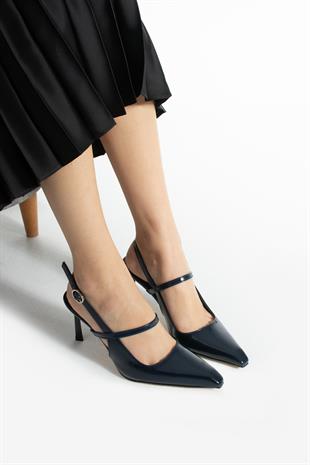 Rugan Tek Bantlı Rahat Topuklu Stiletto