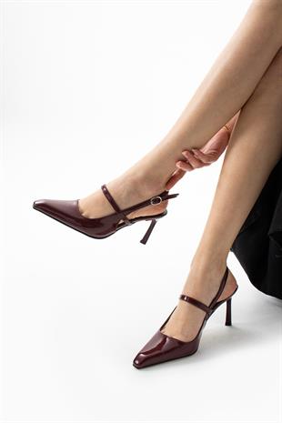 Rugan Tek Bantlı Rahat Topuklu Stiletto