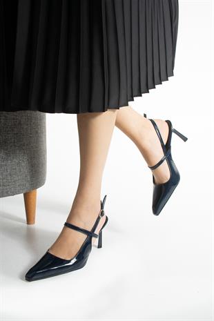 Rugan Tek Bantlı Rahat Topuklu Stiletto