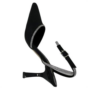Sade Saten Bilekten Bağlamalı Gerçek Taş Detaylı Stiletto