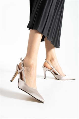 Saten Sade 9 Cm Rahat Topuklu Stiletto
