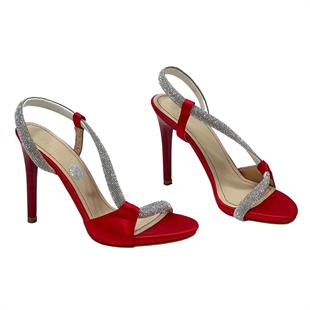 Saten Taş Bantlı 11 Cm Platform Topuklu Rahat Ayakkabı