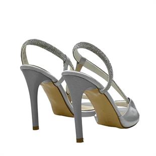 Saten Taş Bantlı 11 Cm Platform Topuklu Rahat Ayakkabı