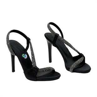 Saten Taş Bantlı 11 Cm Platform Topuklu Rahat Ayakkabı