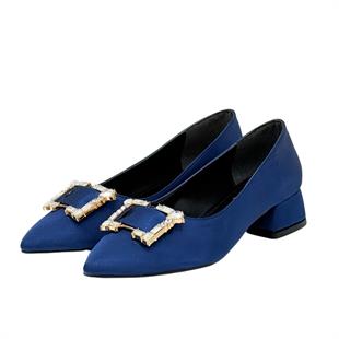 Saten Tasarım Tokalı 4 Cm Topuklu Stiletto