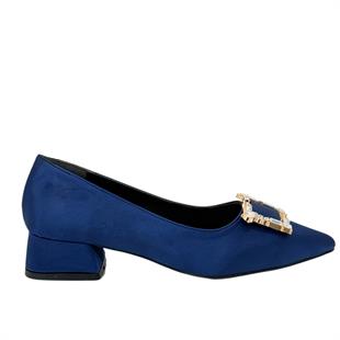 Saten Tasarım Tokalı 4 Cm Topuklu Stiletto