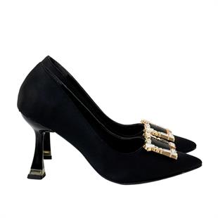Saten Tasarım Tokalı 9 Cm Topuklu Stiletto