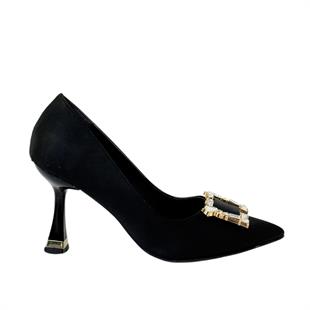 Saten Tasarım Tokalı 9 Cm Topuklu Stiletto