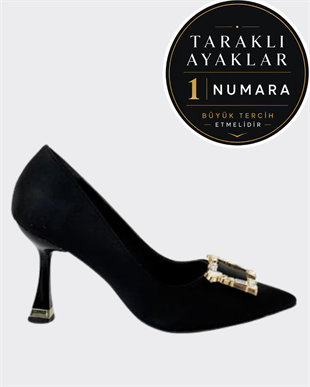 Saten Tasarım Tokalı 9 Cm Topuklu Stiletto