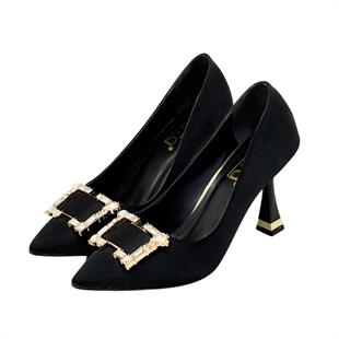 Saten Tasarım Tokalı 9 Cm Topuklu Stiletto