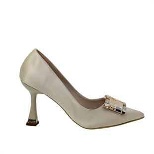 Saten Tasarım Tokalı 9 Cm Topuklu Stiletto