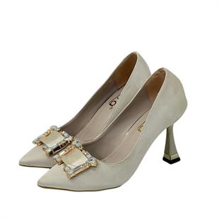 Saten Tasarım Tokalı 9 Cm Topuklu Stiletto