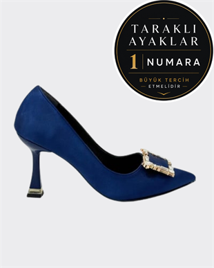 Saten Tasarım Tokalı 9 Cm Topuklu Stiletto