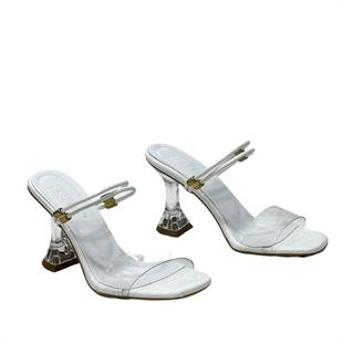 Şeffaf Bantlı 9 Cm Topuklu Rahat Terlik Ayakkabı