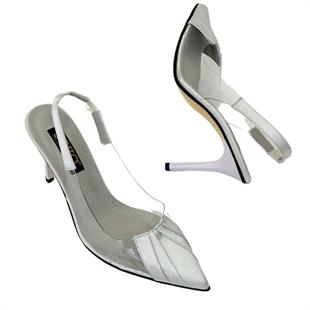 Şeffaf Saten Detaylı Tasarım Stiletto