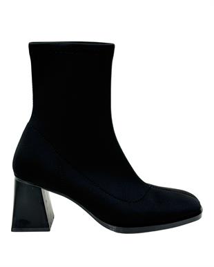 Streç Sade Kalın Topuklu Bot