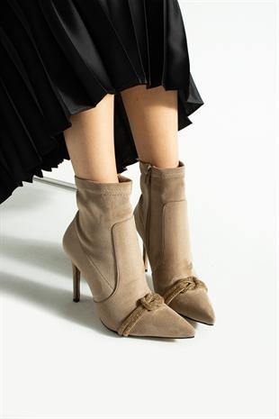 Streç Taş Detaylı Stiletto Bot