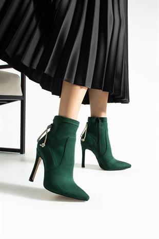 Streç Taş Detaylı Stiletto Bot